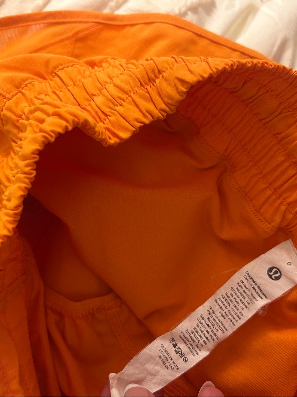 lululemon athletica Women's Bright Orange Running Shorts - Picture 3 of 4